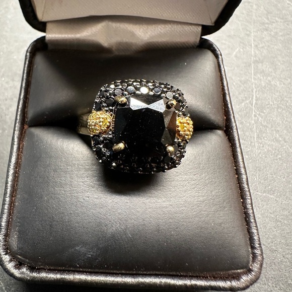 Black Spinel 18k Yellow Gold Over Silver Ring 5.69 CTW. Ring Size 9.5 - Picture 6 of 7